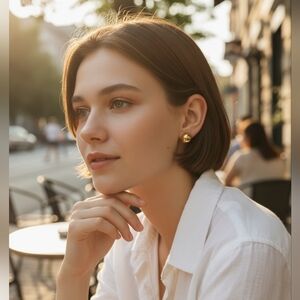 Sterling Silver Bead Stud Earrings 9MM Gold Plated